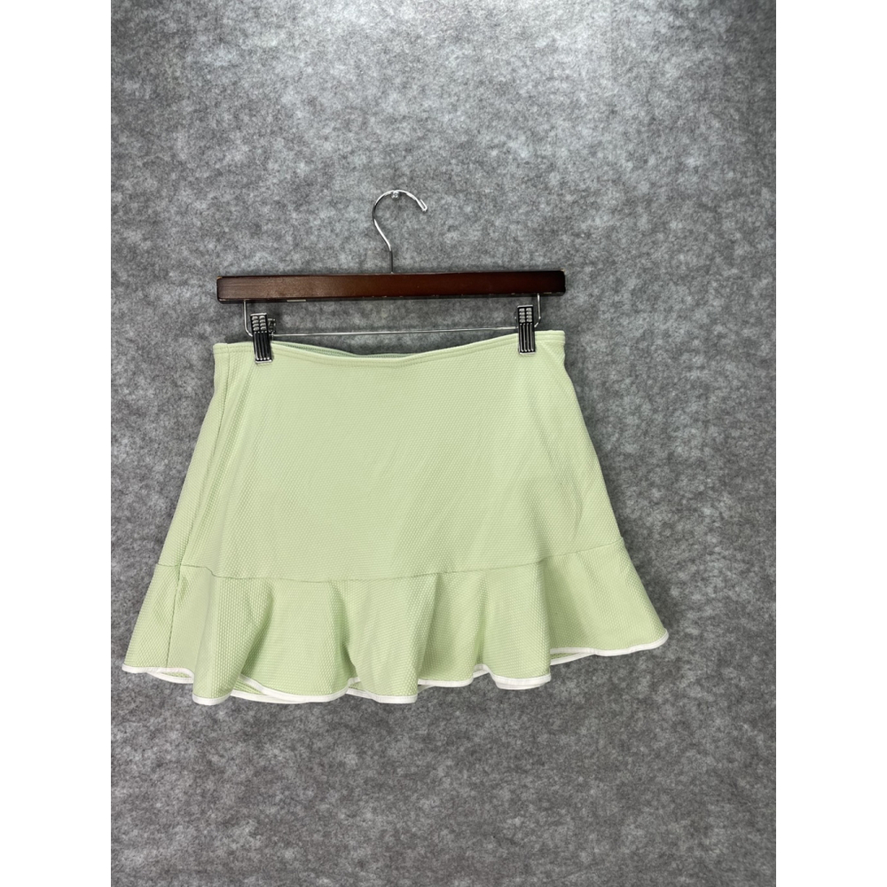 Lands' End Swim Skirt Womens 10 Green Ruffle Chlorine Resistant Built In Brief